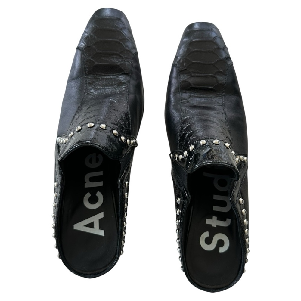 Acne Studios • Karmir Studded Croc-effect Leather Mules In Black - Picture 8 of 14